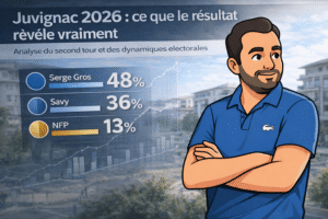 Analyse triangulaire Juvignac 2026 : Serge Gros élu, division électorale entre droite et NFP