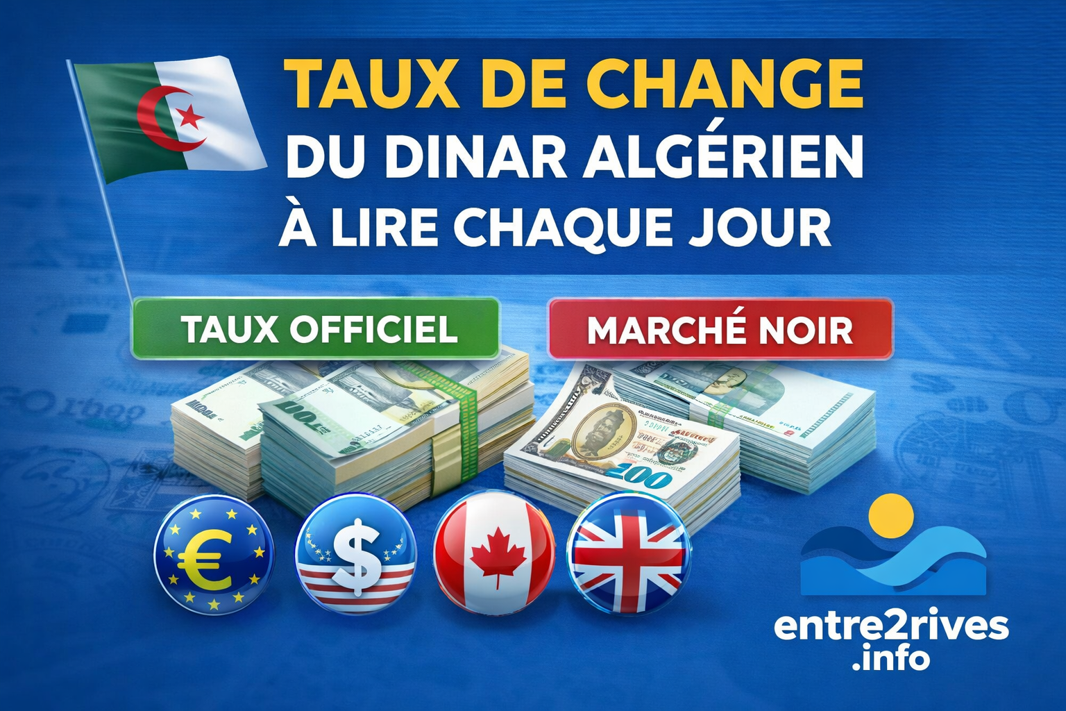 Taux dinar algérien euro dollar marché officiel parallèle