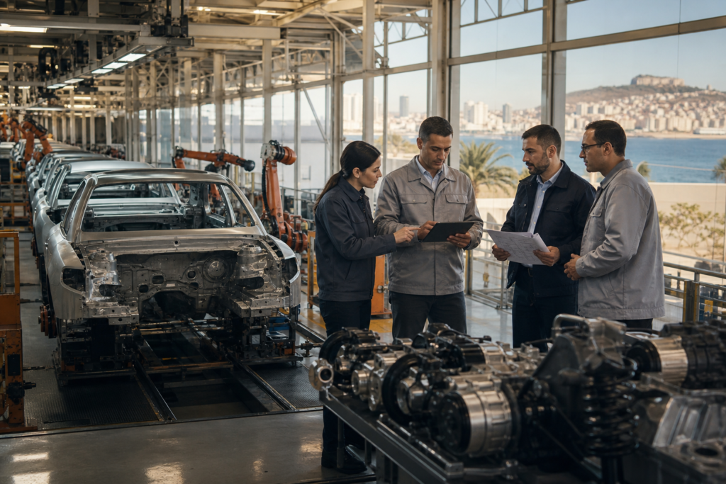 Industrie automobile en Algérie à Oran avec usine, pièces mécaniques et partenaires industriels