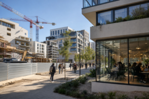Cité créative à Montpellier avec chantier urbain, logements, coworking et services de proximité