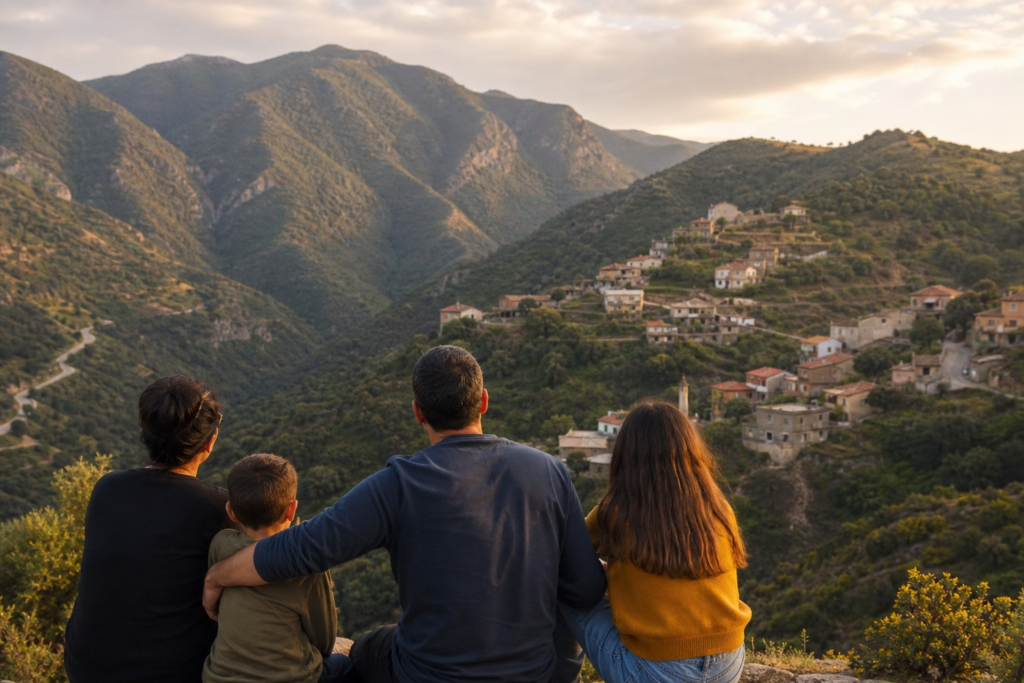 Paysage de Derguina dans la wilaya de Béjaïa, entre montagnes, vallée et mémoire des familles de la diaspora