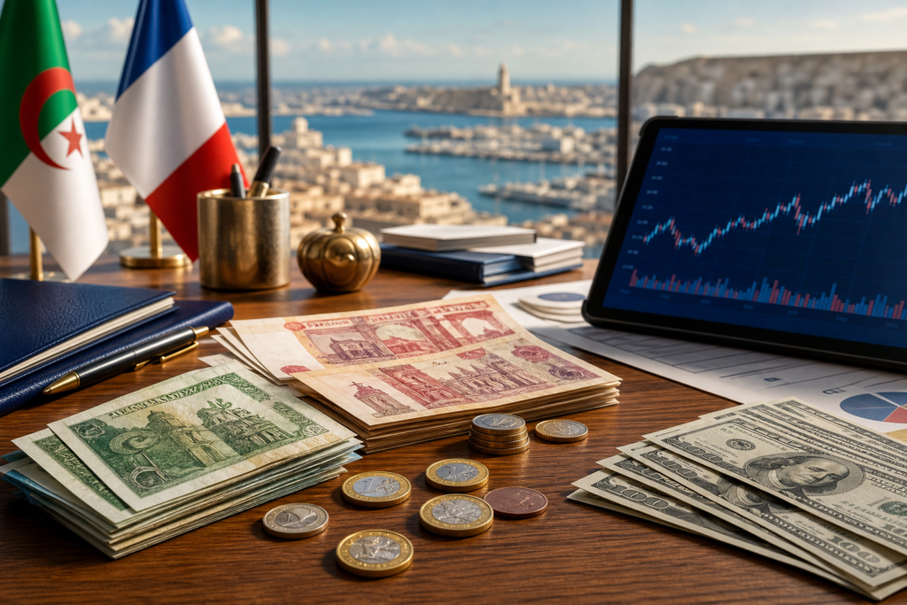 Taux du dinar algérien face à l’euro et au dollar le 13 mai 2026 avec graphique de change
