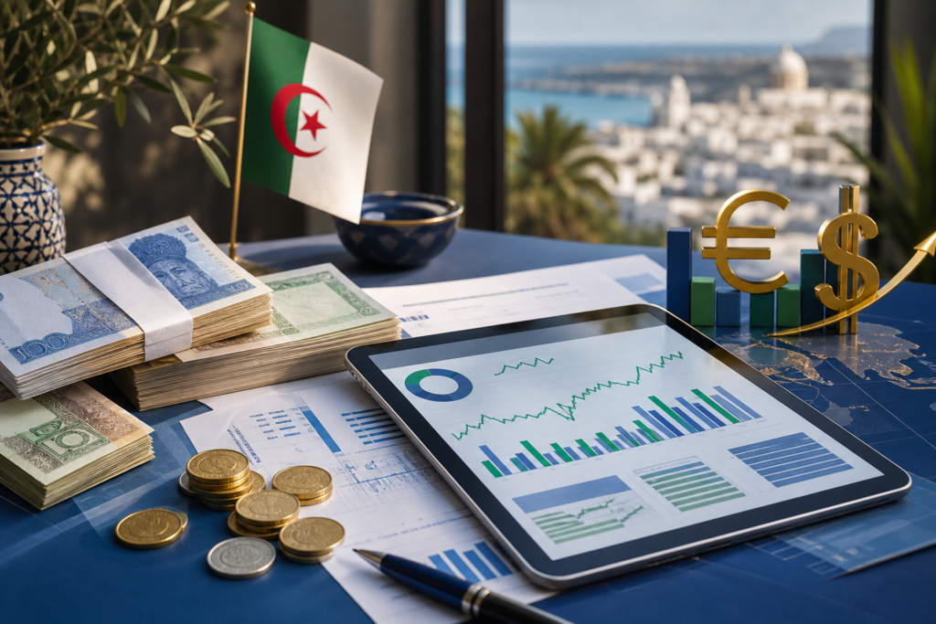 Taux dinar algérien euro et dollar lundi 8 juin 2026 avec graphique de change