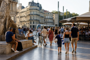 Week-end de juin à Montpellier avec sorties, football, tramway et familles en centre-ville