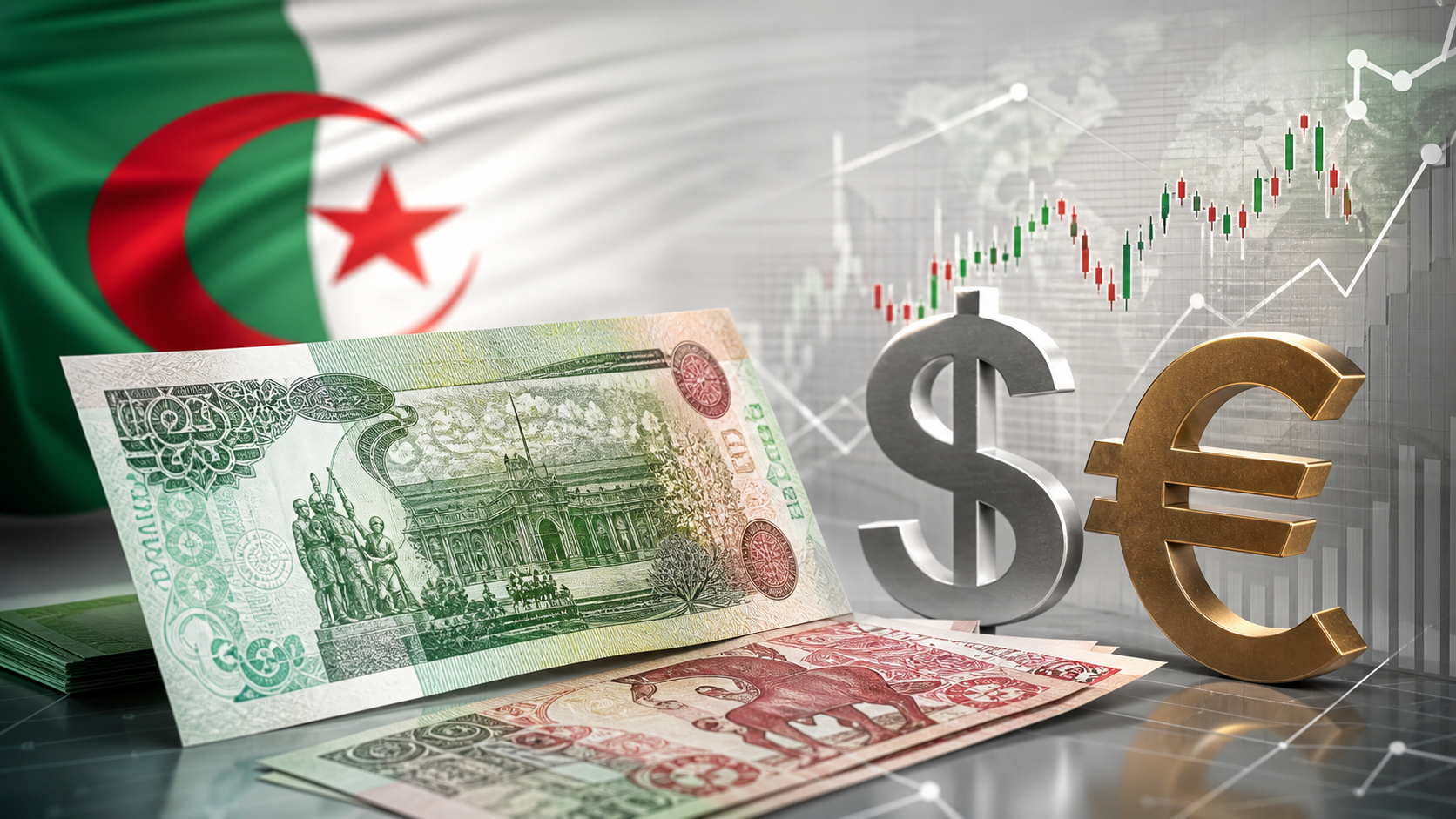Taux dinar algérien euro et dollar — dimanche 5 juillet 2026 : marché officiel et marché noir