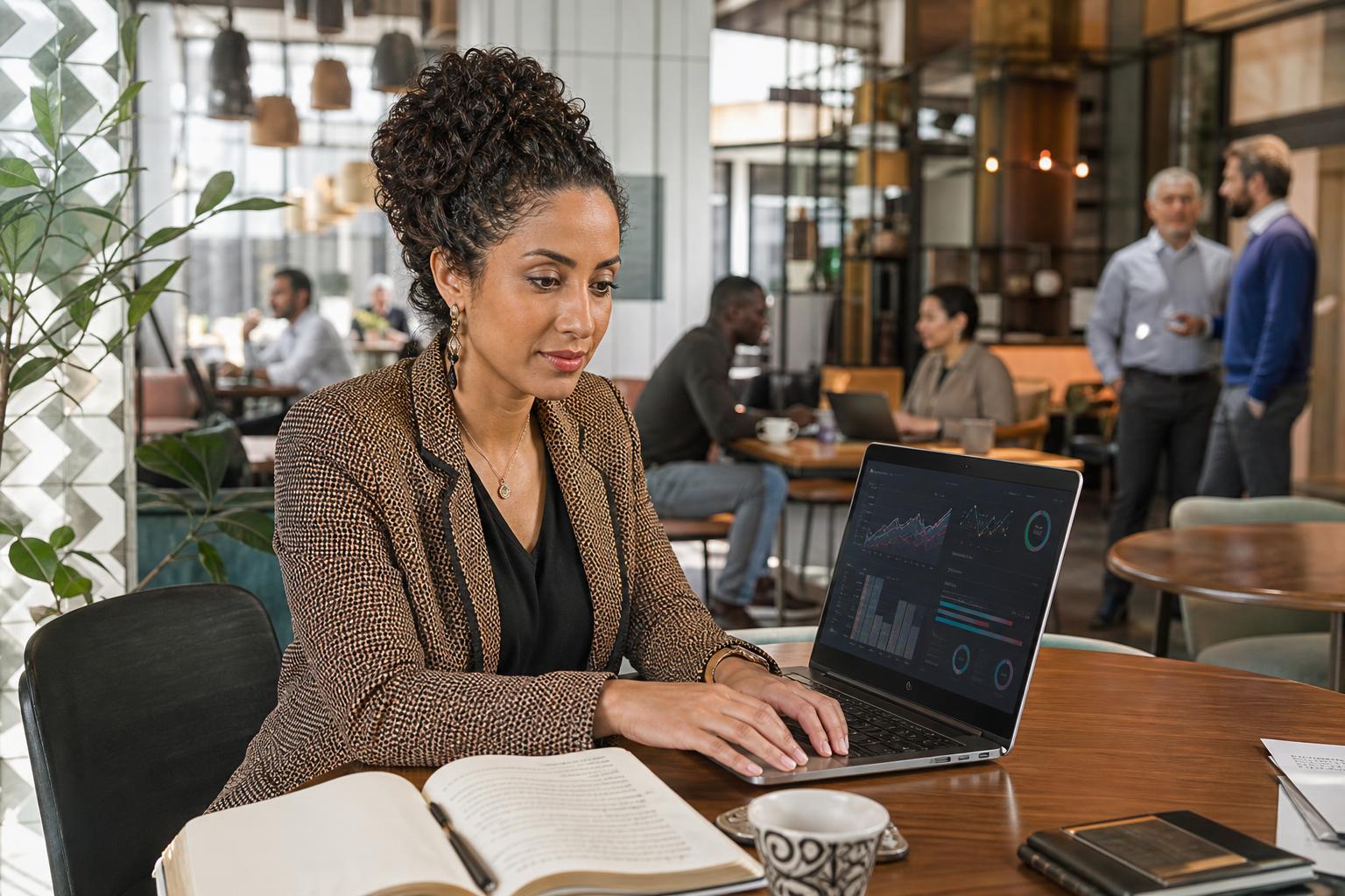 Entrepreneuse de la diaspora travaillant sur un projet économique entre France Maghreb et Afrique