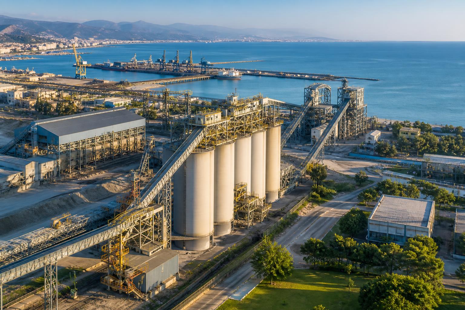 Industrie algérienne des phosphates et engrais près du port d’Annaba