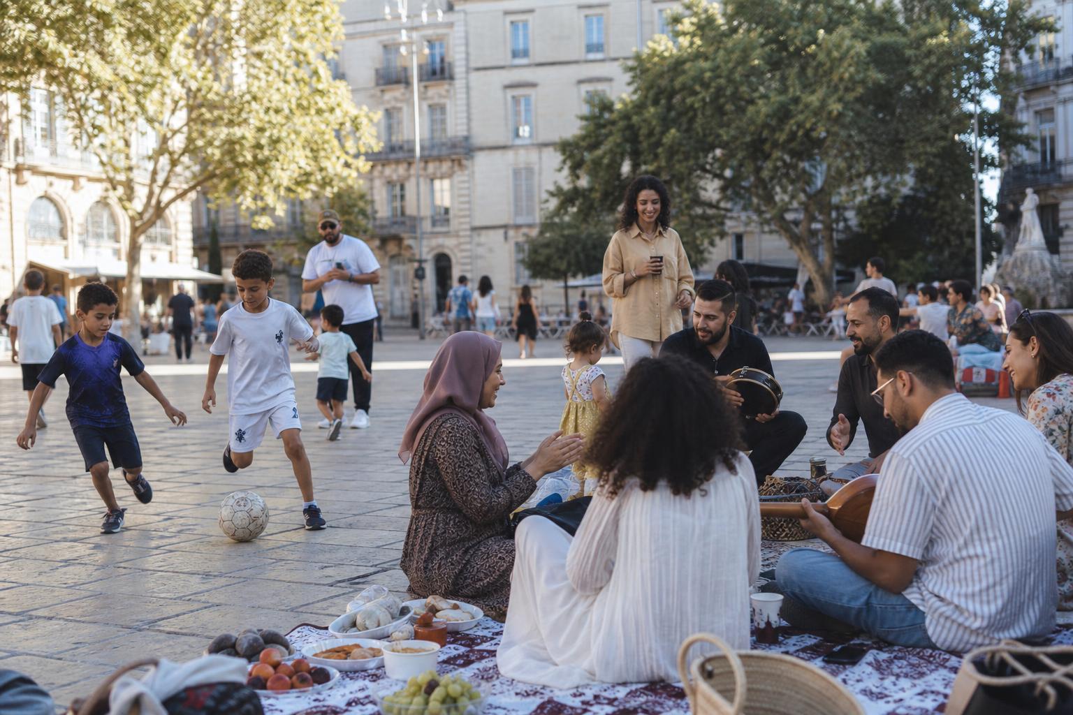 Familles et jeunes de la diaspora participant à une journée sport et culture à Montpellier