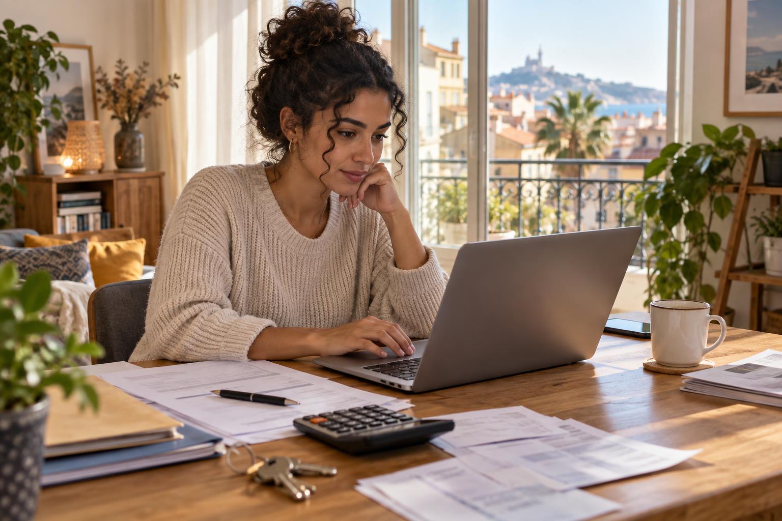 Jeune actif préparant un dossier logement et APL en France