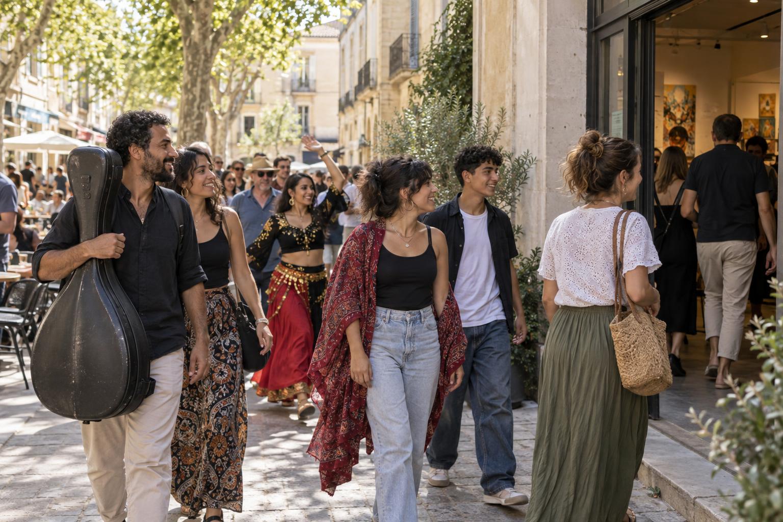 Habitants de Montpellier réunis lors d'un rendez-vous culturel de la diaspora