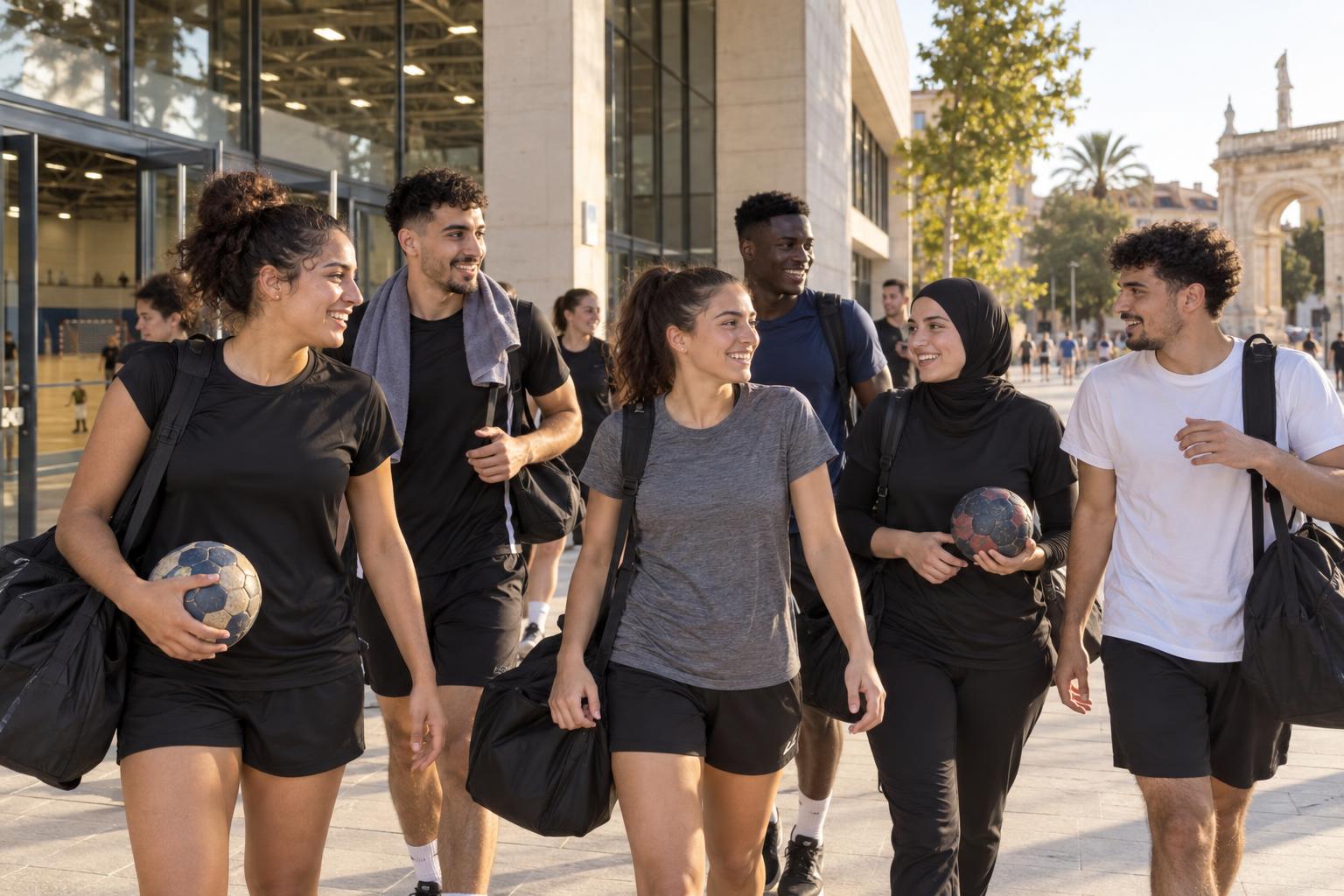 Jeunes adultes de la diaspora après une activité sportive à Montpellier